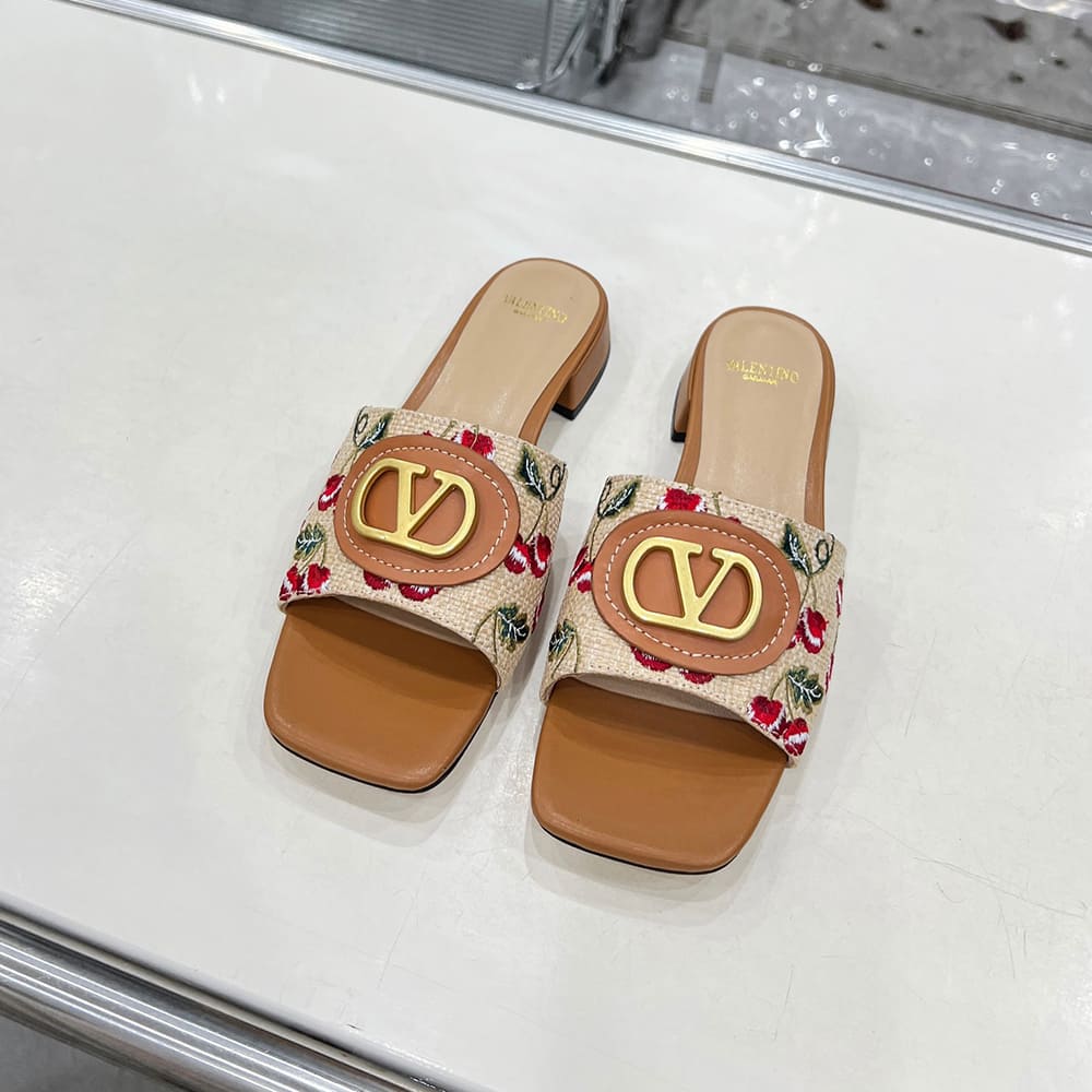 VALENTINO VLOGO SIGNATURE cherry pattern jacquard sandals (heel height 2 cm)